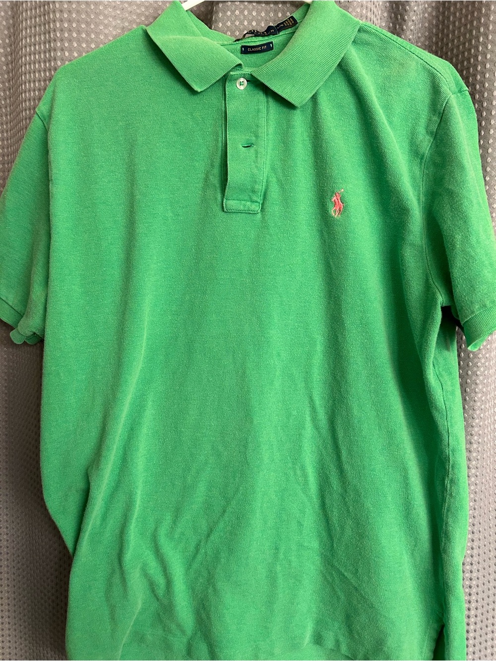 Ralph Lauren Green Polo with Pink Pony Logo